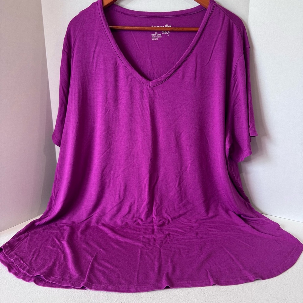 Women's Purple V-Neck Top 1X